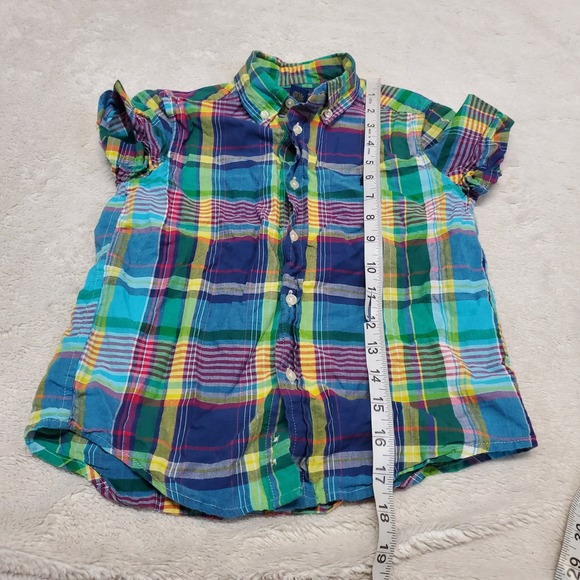 Ralph Lauren Blue Label Multicolored Plaid Short Sleeve Button Shirt Boy 5 Basic - Picture 4 of 4